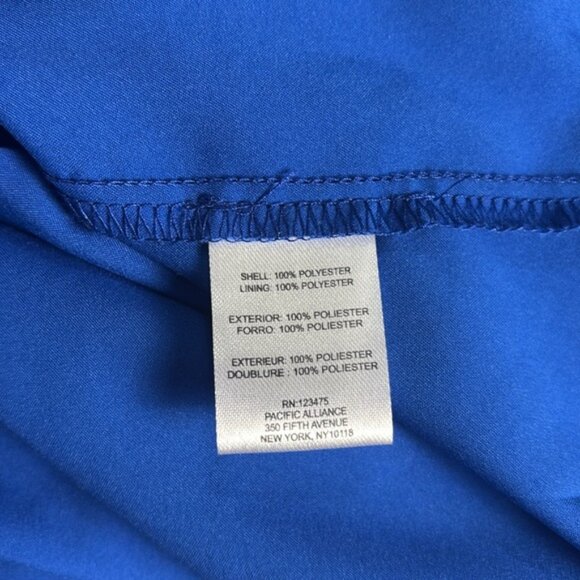 Tahari ASL Royal blue laser cut ruffle crepe shift dress, size 8, excellent - Picture 11 of 11